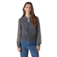 Bluzki damskie - VERO MODA Damska bluzka Vmmilla Ls Smock Top WVN Ga Noos, Navy Blazer/Aop: ditsy Flower, XL - miniaturka - grafika 1