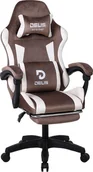 Fotele gamingowe - Fotel Gamingowy DEUS INFERNO Brown Tkanina z podnóżkiem, regulacja oparcia - miniaturka - grafika 1