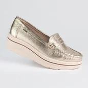 Mokasyny damskie - Mokasyny damskie skóra GOODIN GD-FL6077 złoty lekkie klasyczne wygodne 36 - miniaturka - grafika 1