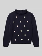 Swetry dla dziewczynek - Bluzka z długim rękawem o kroju regular fit z efektem dzianiny - miniaturka - grafika 1