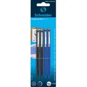 Pióra kulkowe - Schneider piśmiennicze ball point Pen K 15, mechanizm druku, M, 4er blistrowa 2 X W kolorze czarnym + 2 X Niebieski 73089 - miniaturka - grafika 1