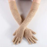 Rękawiczki - Długie rękawiczki koronka - Beżowy - miniaturka - grafika 1