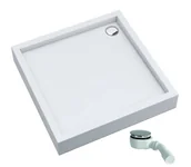 Brodziki prysznicowe - SCHEDPOL SCHEDLINE COLLECTION Brodzik kwadratowy zintegrowany FAVORY PLUS SMOOTH WHITE 80x80x16 z systemem STABILSOUND PLUS 3ST.F1K-8080 GRATIS SYFON 90 MM- - miniaturka - grafika 1