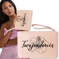 Torebki damskie - Torebka Kopertówka RÓŻOWA Kwiaty TWOJE IMIĘ - miniaturka - grafika 1