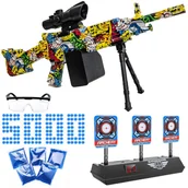 Zabawki militarne - Karabin na kulki żelowe automatyczny z grafiką Joker M249 + okulary + tarcza elektroniczna - miniaturka - grafika 1