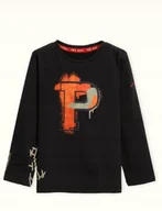 Bluzki damskie - Pepe Jeans Czarna Bluzka Dziecięca Z Nadrukiem Bawełniana 116 Cm Kyb - miniaturka - grafika 1