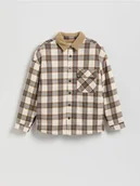 Bluzki dla chłopców - Reserved - Koszula oversize w kratę - beżowy - miniaturka - grafika 1