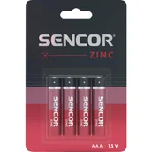 Baterie i akcesoria - Bateria cynkowo-węglowa, AAA (LR03), AAA, 1.5V, Sencor, blistr, 4-pack - miniaturka - grafika 1