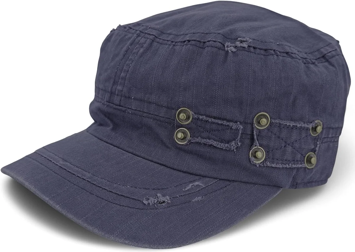 CZAPKA WOJSKOWA BAWEŁNIANA UNISEX VINTAGE Z EFEKTEM ZUŻYCIA