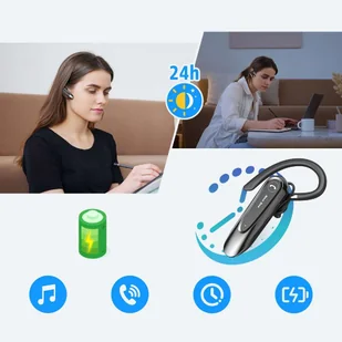 Zestaw słuchawkowy słuchawka New Bee B45 Bluetooth 5.0 bezprzewodowa do rozmów dla kierowcy BT do 15m czarny - Słuchawki bluetooth - miniaturka - grafika 3