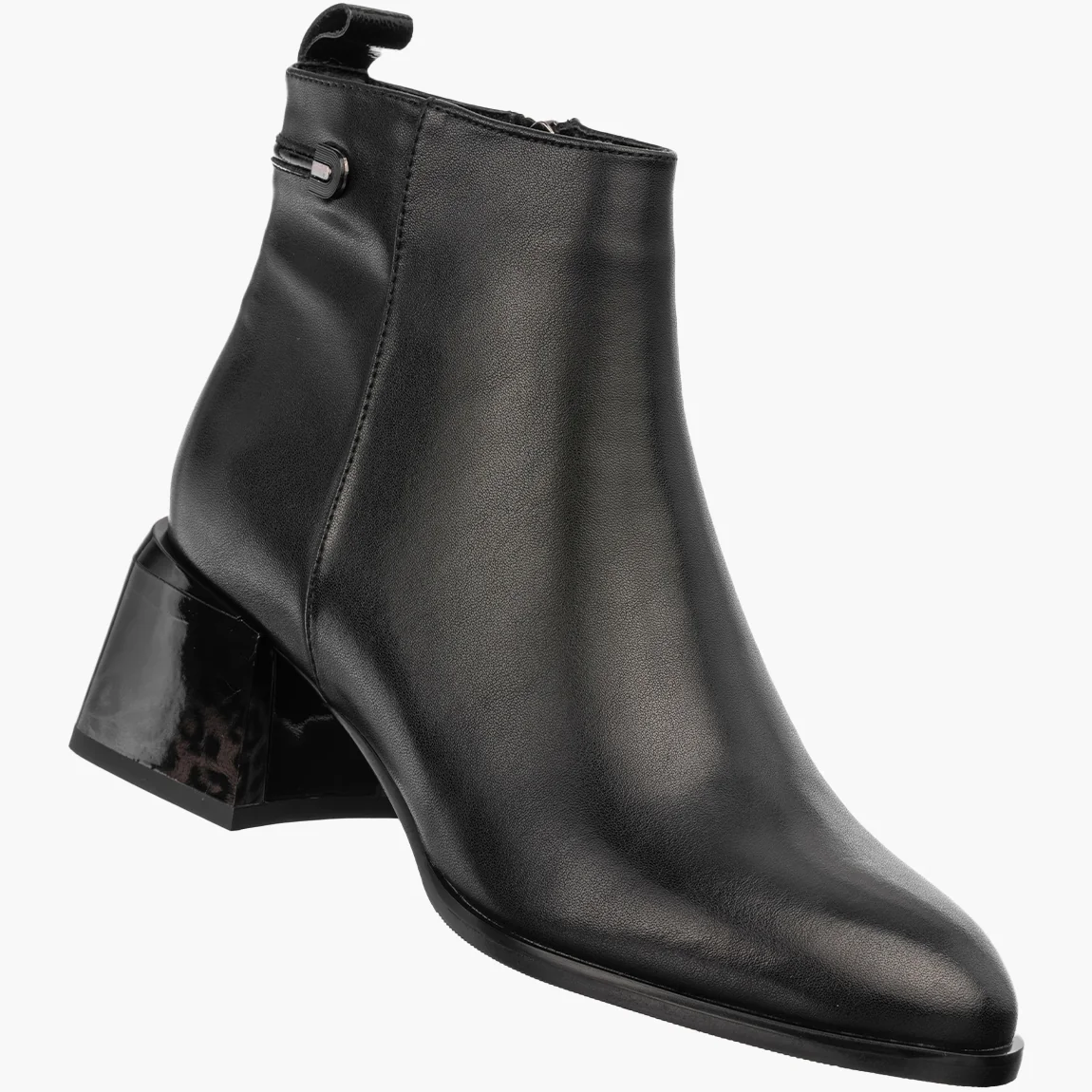 Botki Skórzane Damskie Na Obcasie Eleganckie Panterka Czarne Gino Fabiani 36