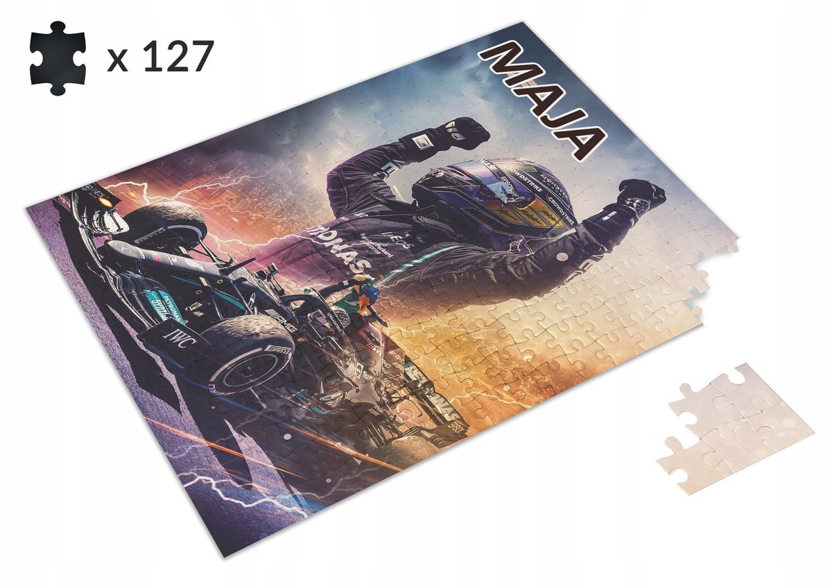 Puzzle Lewis Hamilton Formuła 1 F1 + IMIĘ Dziecka