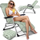 Leżaki ogrodowe - Leżak ogrodowy składany z poduszką Sofotel ChillWell jasno zielony - miniaturka - grafika 1