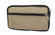 Torby męskie - Skórzane Etui Na Telefon Saszetka PIASKOWY/CZARNY Na Pasek Z Suwakiem Polska Galanteria (PL) Na Smartfona 17,5 x 10,5 [cm] - miniaturka - grafika 1