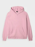 Bluzy sportowe damskie - Damska bluza dresowa rozpinana z kapturem 4F 4FWMM00TSWSF1763 - różowa - miniaturka - grafika 1