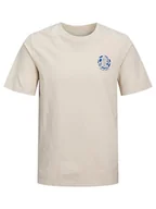 Koszulki męskie - Jack & Jones Koszulka w kolorze beżowym - miniaturka - grafika 1