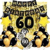 Balony i akcesoria - ŚCIANKA ZESTAW BALONÓW NA 60 URODZINY 34 SZT - miniaturka - grafika 1