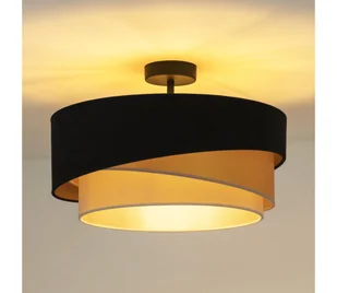 Duolla - Żyrandol natynkowy KOBO 1xE27/15W/230V śr. 45 cm czarny/złoty/kremowy - Lampy sufitowe - miniaturka - grafika 1