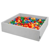 Suche baseny - KiddyMoon, suchy basen kwadratowy z piłeczkami 7cm 120x30 jasnoszary: żółty-zielony-niebieski-czerwony-pomarańcz 120x30/1000piłek - miniaturka - grafika 1
