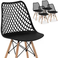 Krzesła - Krzesło skandynawskie ażurowe z drewnianymi nogami do kuchni salonu maks. 150 kg 4 szt. - miniaturka - grafika 1