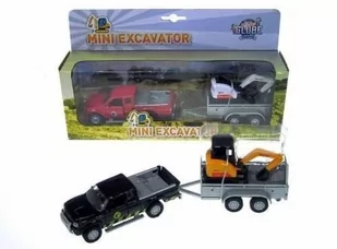 Hipo Auto z przyczepą z koparką w pud - Samochody i pojazdy dla dzieci - miniaturka - grafika 1