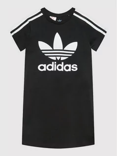 Sukienki i spódniczki dla dziewczynek - adidas Sukienka codzienna adicolor HK0289 Czarny Slim Fit - grafika 1