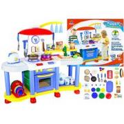 Zabawki AGD - Lean Toys Kuchnia na baterie Funny Zhibo + kran, toster i zegar - miniaturka - grafika 1