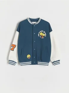 Reserved - Baweniana bluza bomber SmileyWorld® - granatowy - Bluzy dla chłopców - miniaturka - grafika 1