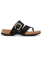 Klapki i japonki damskie - Clarks Skórzane japonki "Reileigh Park" w kolorze czarnym - miniaturka - grafika 1