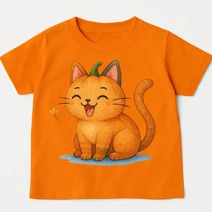 Pomarańczowa koszulka na Dzień Dyni z dynią w KOTA - Koszulki dla dziewczynek Pomarańczowa koszulka na Dzień Dyni z dynią w KOTA - Koszulki dla dziewczynek - miniaturka - grafika 1