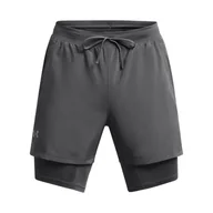 Spodenki męskie - Męskie Spodenki UNDER ARMOUR UA LAUNCH 5'' 2-IN-1 SHORTS 1382640-025 – Szary - miniaturka - grafika 1