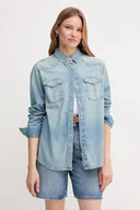 Koszule damskie - Tommy Hilfiger koszula jeansowa damska kolor niebieski regular z kołnierzykiem klasycznym WW0WW46486 - miniaturka - grafika 1