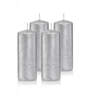 Świece świeczki walec zestaw 4 szt srebrne 10 cm - Świece - miniaturka - grafika 1