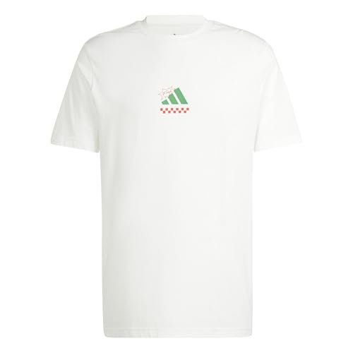 adidas Mężczyźni Three Slice Life, Pizza Back Graphic Tee, Short Sleeve, Off White, XL