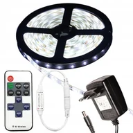 Taśmy LED - Taśma Led Pasek 5m Ledy Listwa Neutralna Biała 12v Zestaw Pilot Zasilacz - miniaturka - grafika 1