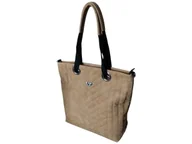 Torebki damskie - Torebka shopper pikowana w kolorze brązowym, duża, na ramię, A4 - miniaturka - grafika 1