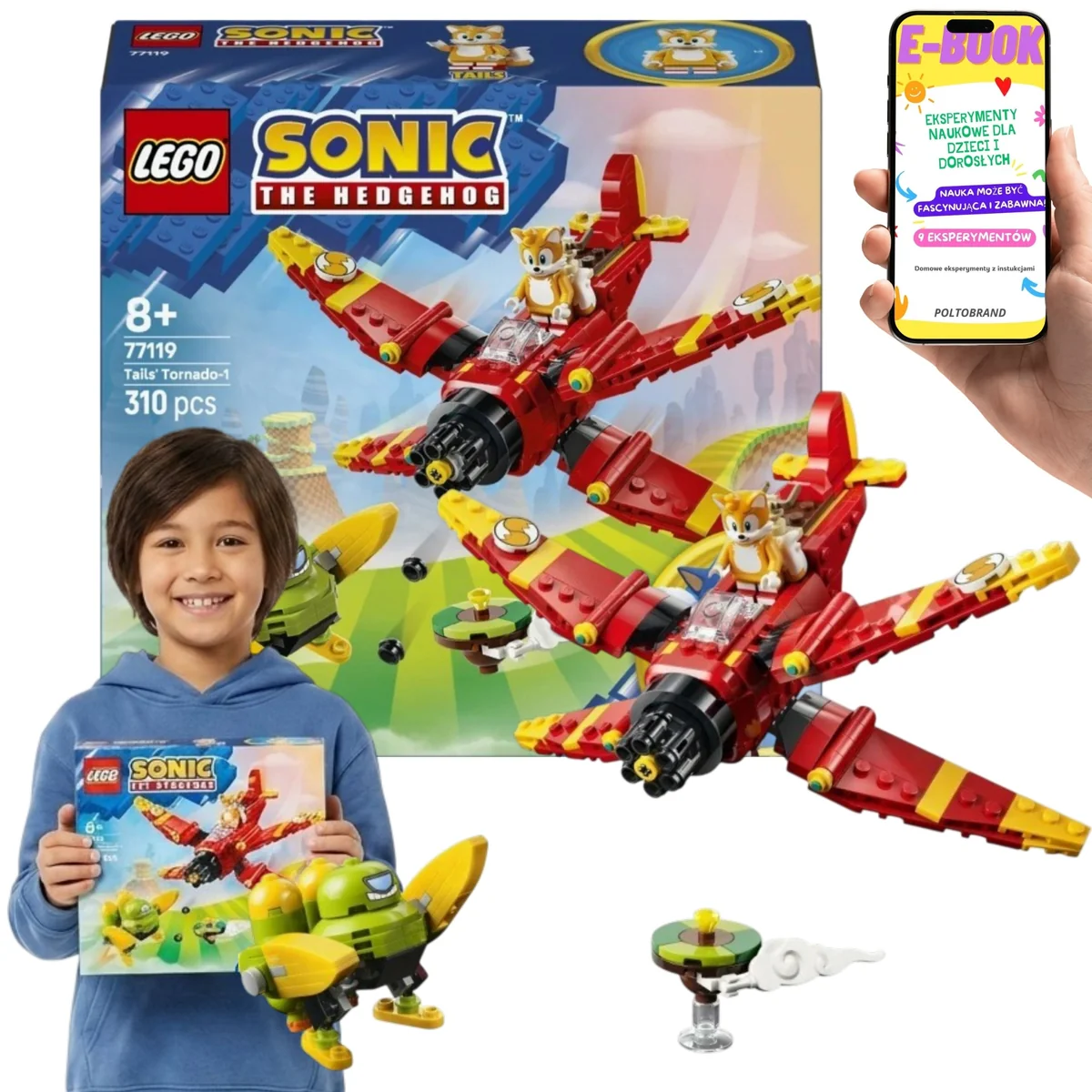 LEGO Sonic the Hedgehog Tails i Tornado-1 77119 Samolot Prezent Dla Fana Gry
