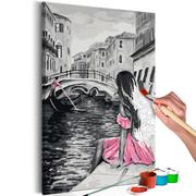Malowanie po numerach - Obraz do samodzielnego malowania - Wenecja (dziewczyna w różowej sukience) (rozmiar 40x60) - miniaturka - grafika 1