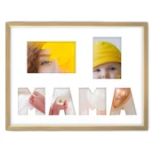 Ramki na zdjęcia - Ramka Na Zdjęcia Prezent Na Dzień Matki Jasne Drewno. Ramka  Kolaż 6 Zdjęć O Rozmiarze 30X40 Cm - miniaturka - grafika 1