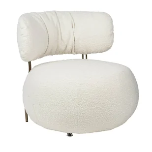 King Home Fotel LOW TEDDY biały - tkanina teddy, podstawa mosiądz KH.34042 - Fotele - miniaturka - grafika 1