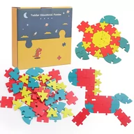 Układanki dla dzieci - DREWNIANE PUZZLE KLOCKI UKŁADANKA MONTESSORI Mozaika - miniaturka - grafika 1