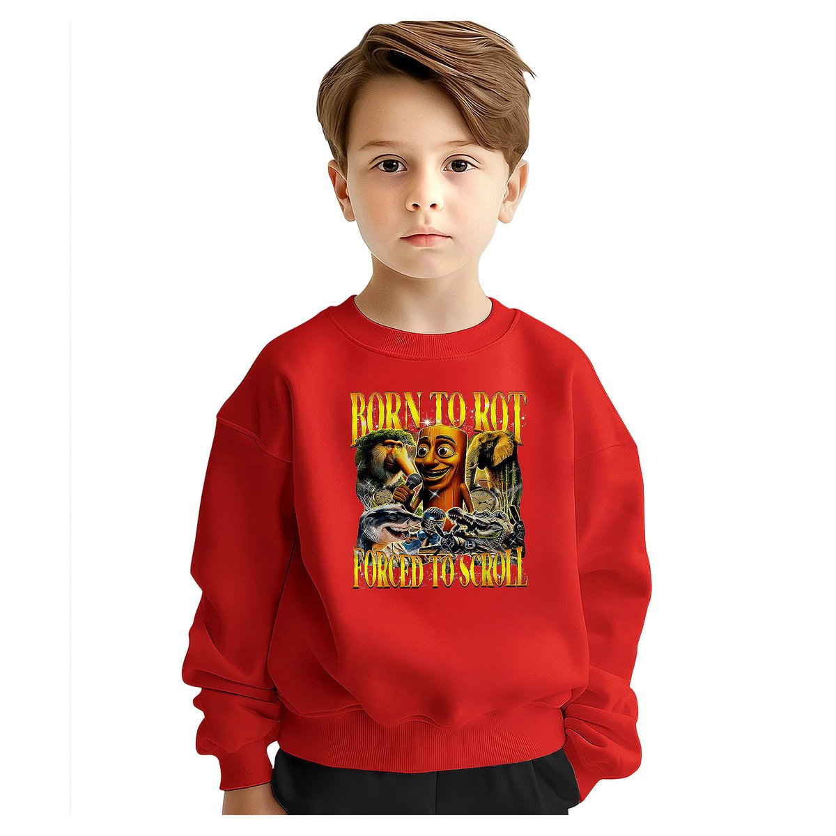 BLUZA DZIECIĘCA BRAINROT BORN TO ROT 110-116 DLA CHŁOPCA DZIEWCZYNKI