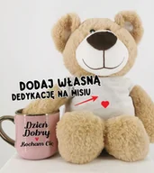 Walentynki - Miś na walentynki z dedykacją oraz kubek DZIEŃ DOBRY KOCHAM CIĘ - miniaturka - grafika 1