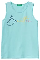 Koszulki i topy damskie - United Colors of Benetton Tank top 3I1XCH012 Biustonosz tank top, Turkusowy 18T, KL Dziewczynka, Turkusowy 18t - miniaturka - grafika 1