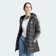 Kurtki damskie - adidas Damska kurtka puchowa Essentials 3S lekka z kapturem, czarna/biała, czarny/biały, M - miniaturka - grafika 1