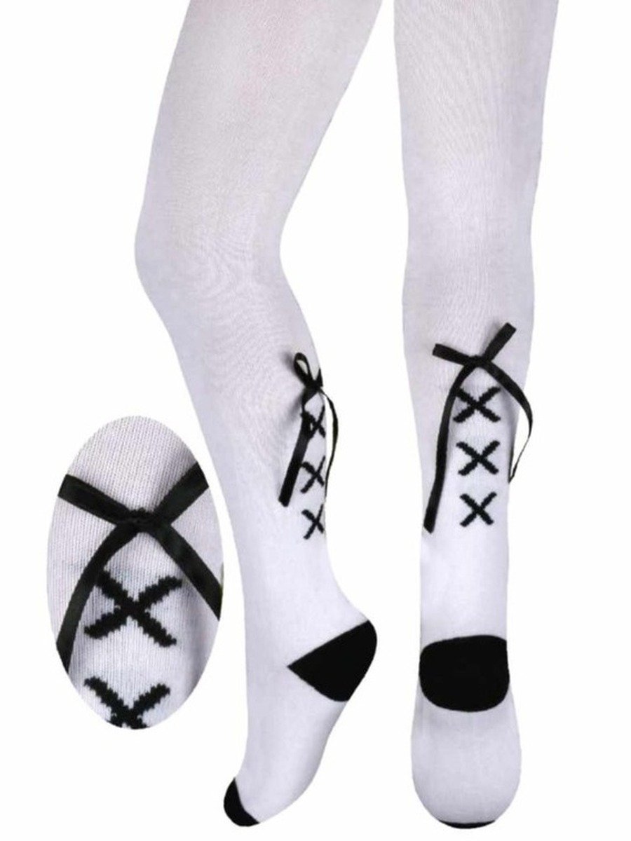 Dziewczęce rajstopy bawełniane kokardki białe Milusie r.128/134