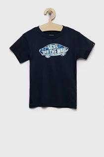 Koszulki dla chłopców - Vans t-shirt bawełniany dziecięcy kolor granatowy z nadrukiem - grafika 1