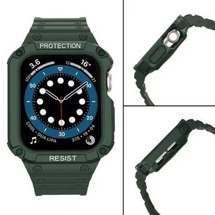 Protect Strap Band opaska z etui do Watch 7 / 6 / 5 / 4 / 3 / 2 / SE (45 / 44 / 42mm) obudowa pancerny pokrowiec na zegarek zielony - Etui i futerały do telefonów - miniaturka - grafika 4