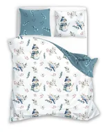 Pościel - POŚCIEL bawełniana Zimowi przyjaciele/niebieska - 200x200 - 3 cz. - miniaturka - grafika 1