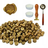 Szkolne artykuły papiernicze - ZESTAW PIECZĘCI WOSKOWYCH PIECZĄTEK STEMPEL ŁYŻECZKA LAK PODGRZEWACZE x200 - miniaturka - grafika 1